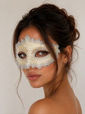 Gold and Silver Lace Masquerade Mask - OS